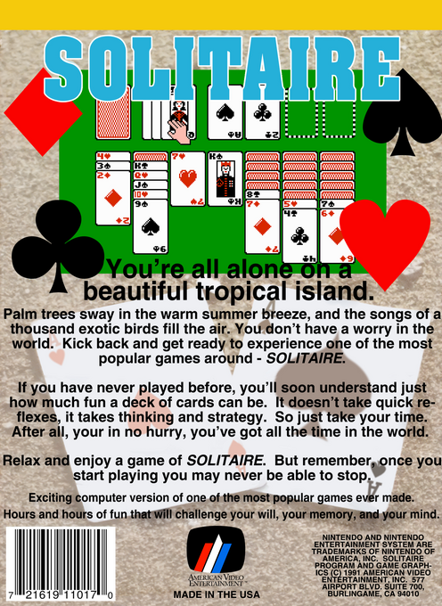 Solitaire (Homebrew) — Box back